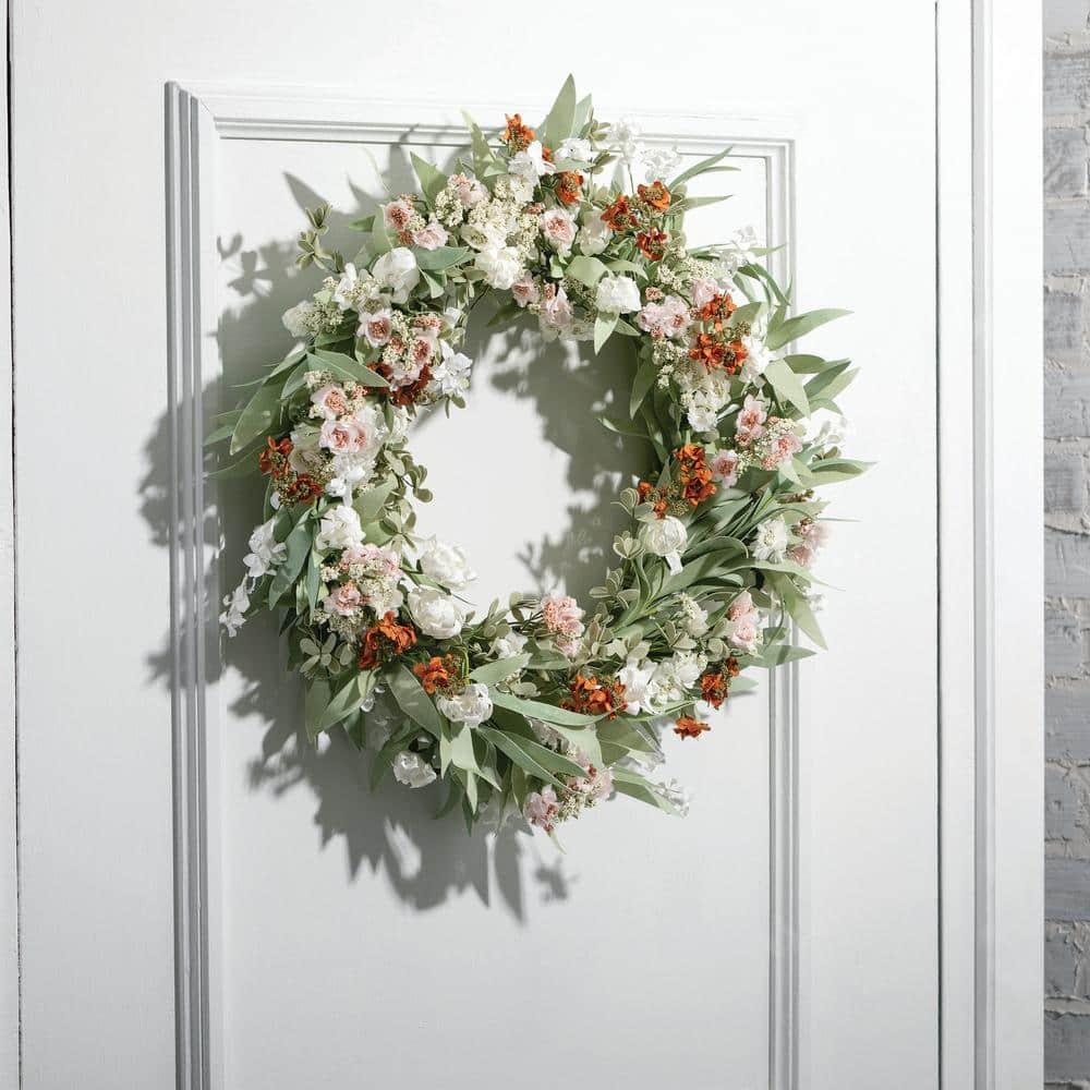 Primrue Artificial Mixed Wild Flower Wreath; White