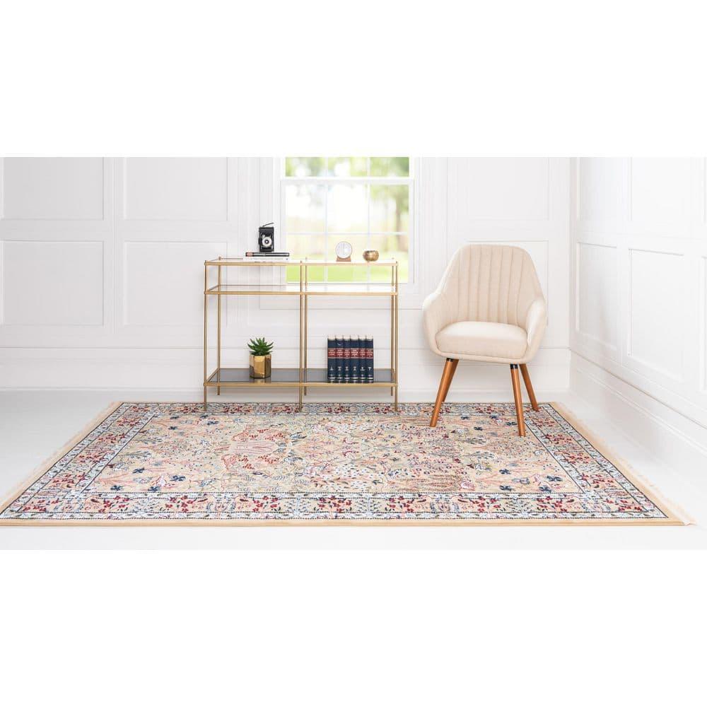 Unique Loom Narenj Collection Area Rug - Bristol (5' 1" x 8' Rectangle Beige/Blue)