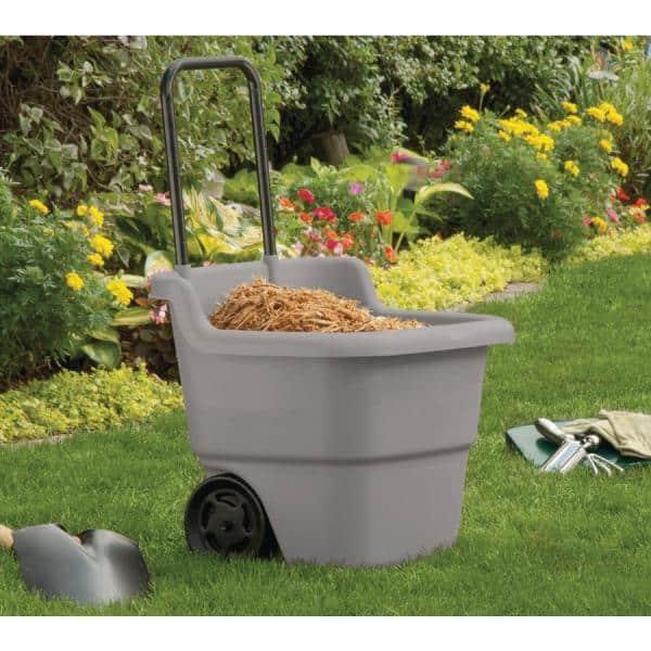 Suncast 15 Gallon Resin Rolling Lawn and Utility Cart with Retractable Handle