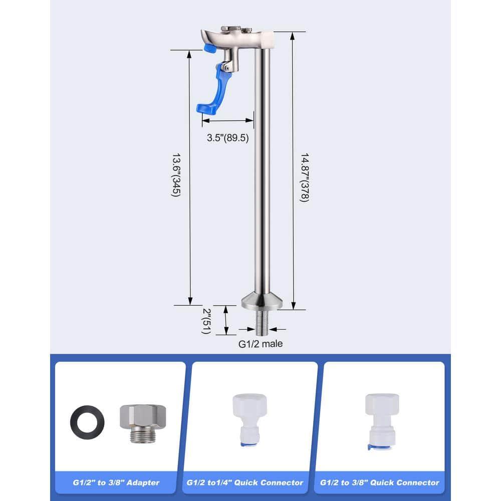 WOWOW 14 Inch Glass Filler Deck Mount Water Bottle Filling Station Brass Bar Faucet Glass Filling Station G1/2" Male Shank with Adapter for Restaurants Kitchen Bar