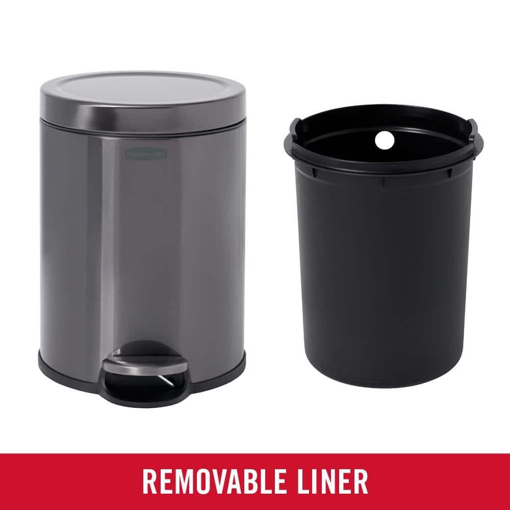 Rubbermaid 1.6 Gal. Stainless Steel Round Step-On Household Metal Trash Can