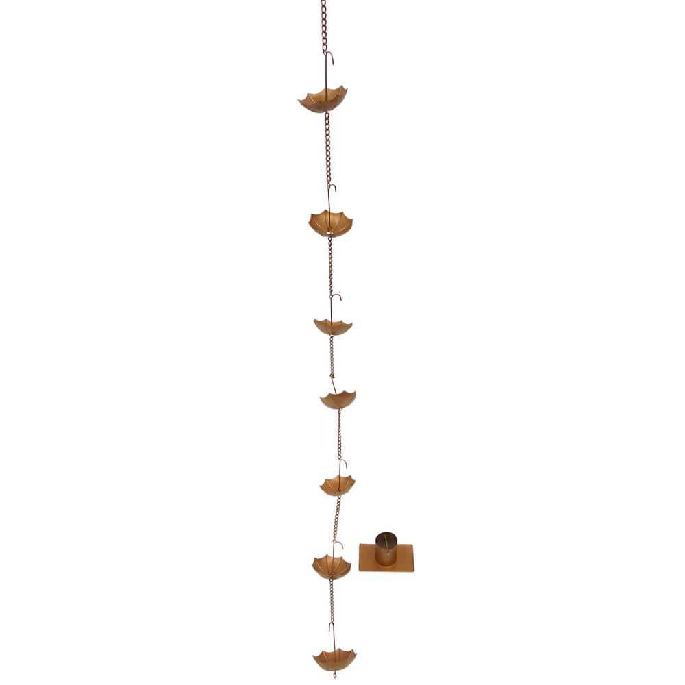 Copper Colored Rain Chain for Gutters & Downspouts (Umbrella Design)