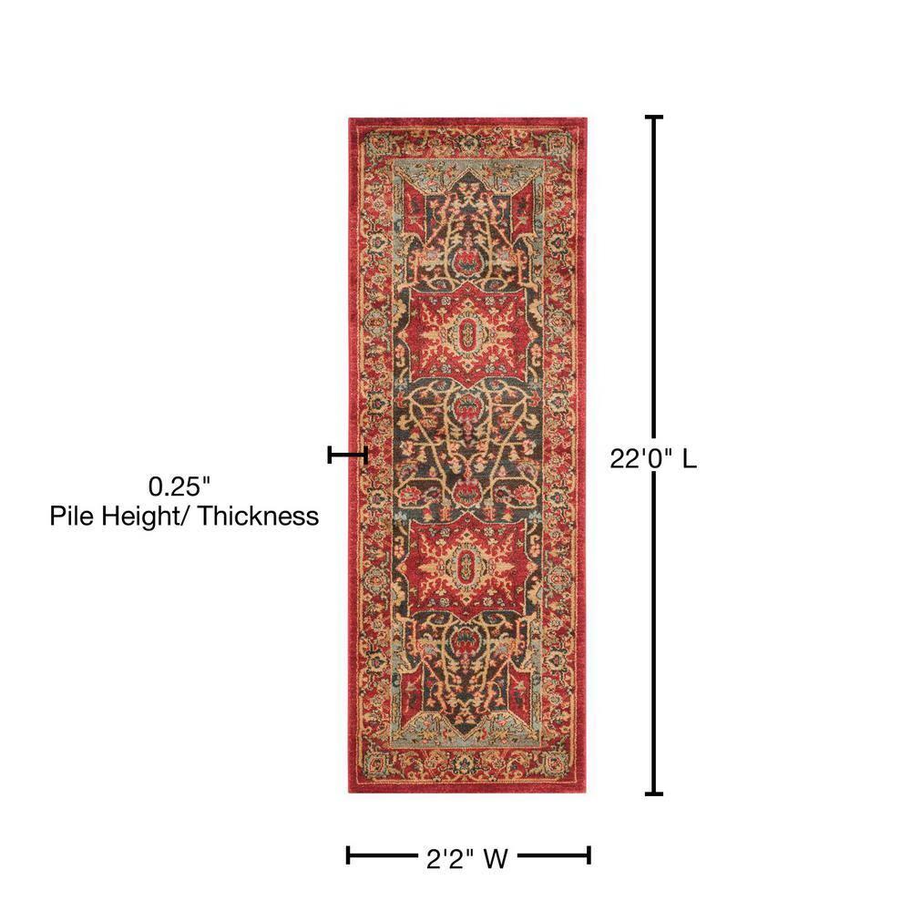 Mahal MAH625 Power Loomed Indoor Runner Rug - Red/Red - 2'2"x22' - Safavieh.