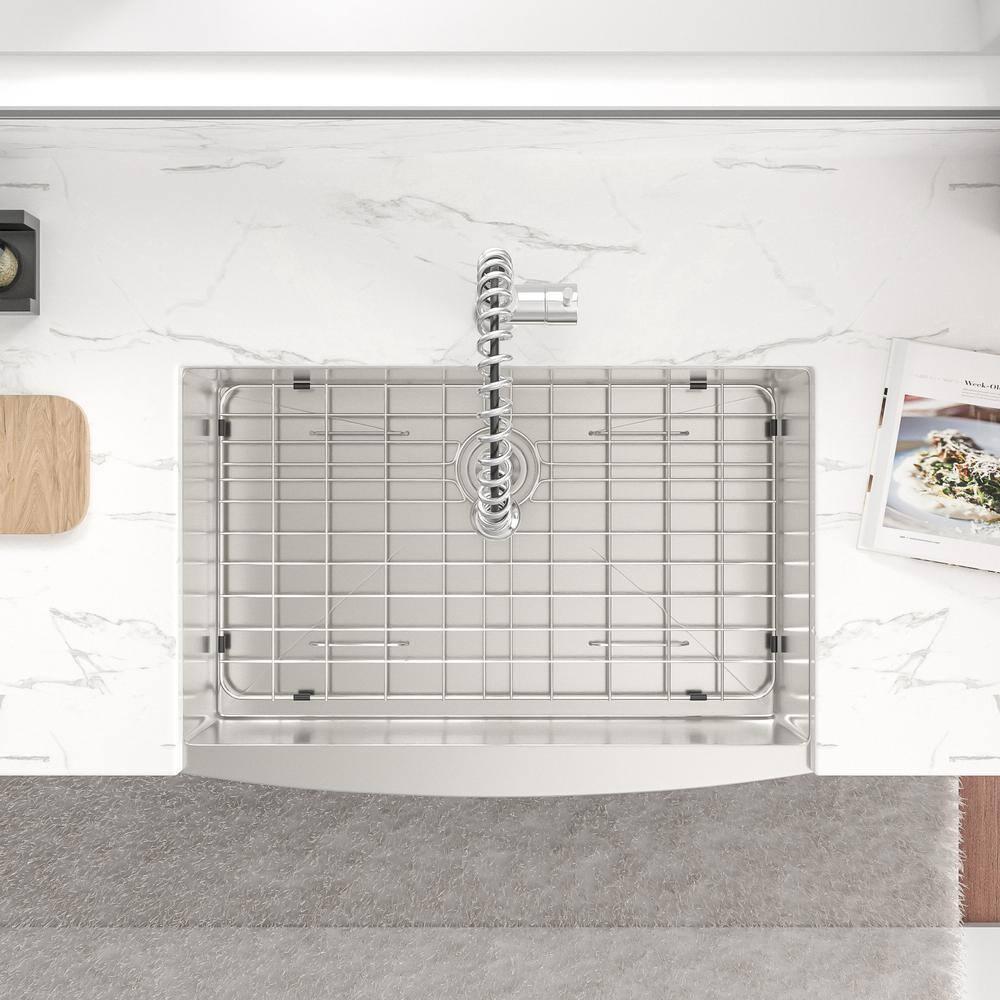 36 in. Farmhouse/Apron Front Single Bowl 16 Gauge Stainless Steel Kitchen Farmer Sink with Bottom Grid