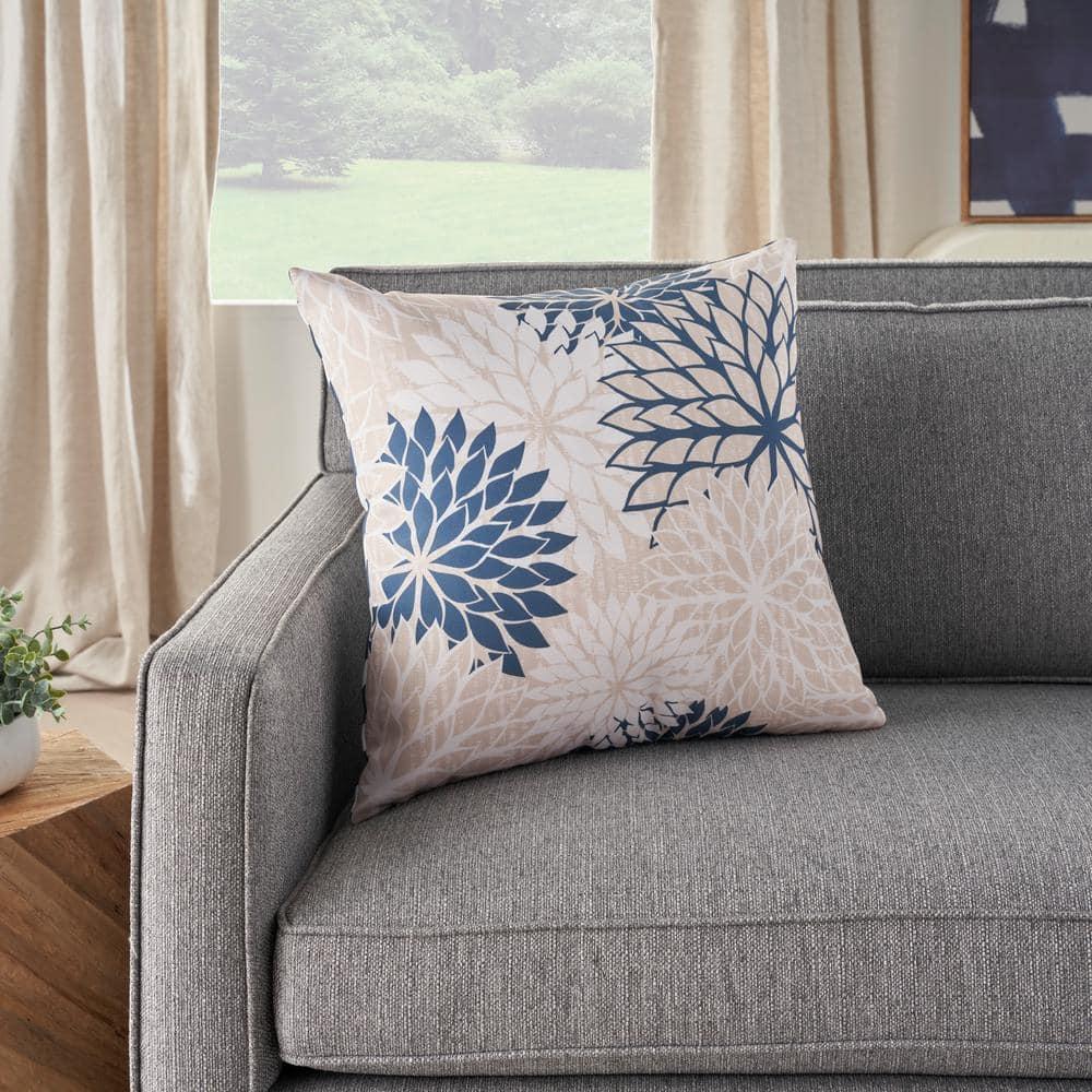 Mina Victory ALH05-020020 Floral Reversible Throw Pillow