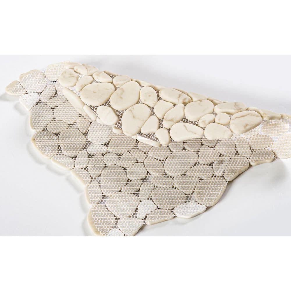 SAMPLE-Mellow Peace Beige Novelty Pebble Stone Look Matte Glass Mosaic Wall and Floor Tile