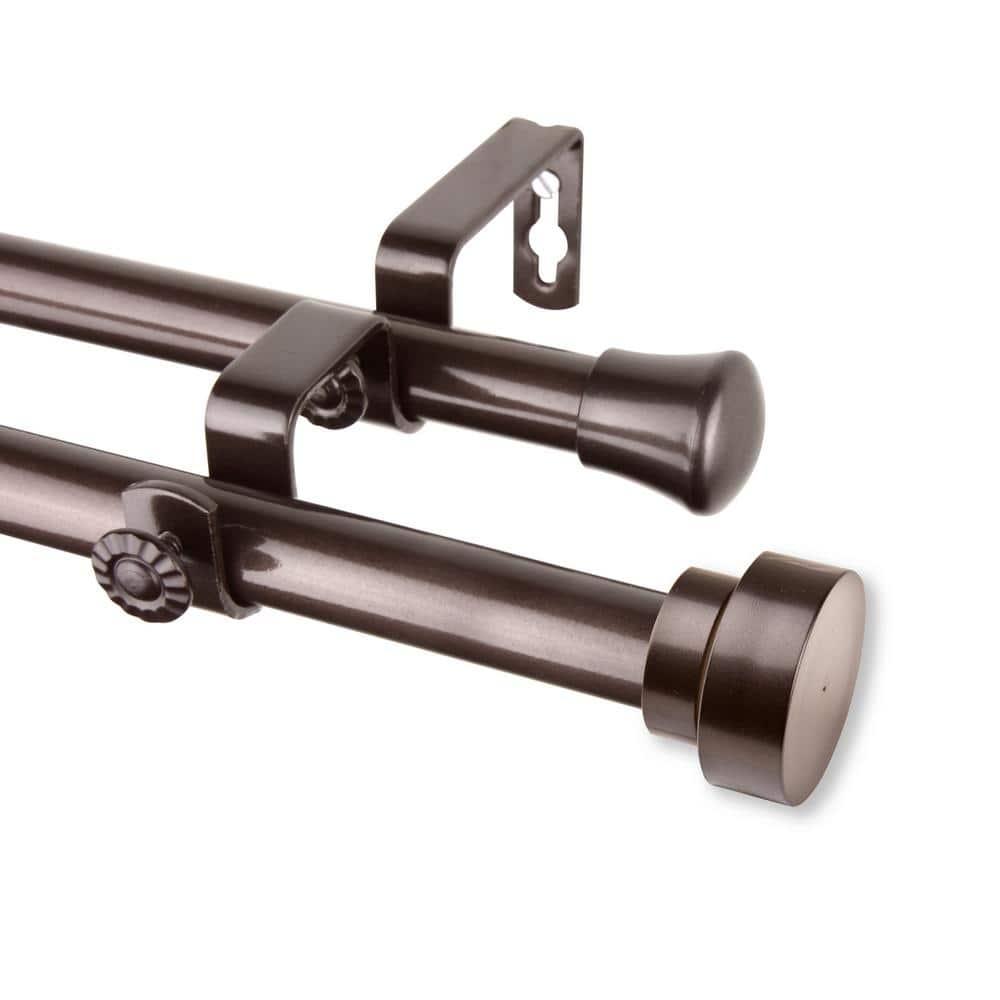 Rod Desyne Topper 3/4 inch Dia. 48-84"-Cocoa Double Curtain Rod Set