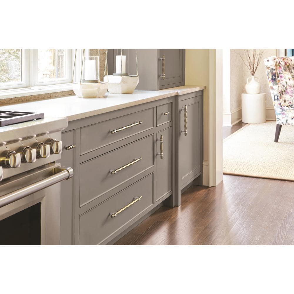 Amerock London 10-1/16 inch (256mm) Center-to-Center Golden Champagne/Polished Chrome Cabinet Pull