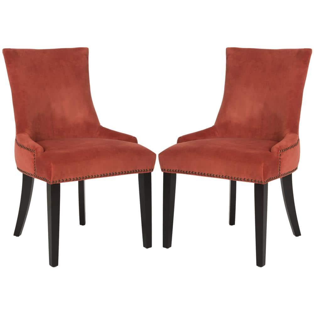Lester 19''H Dining Chair (Set of 2) with Brass Nail Heads - Rust - Safavieh