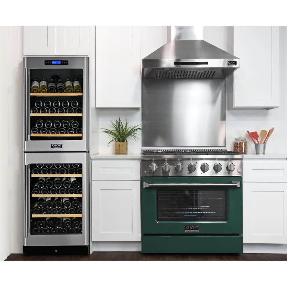 36 in. 5.2 cu. ft Dual Fuel Range for Natural Gas Sealed Burners in Green.