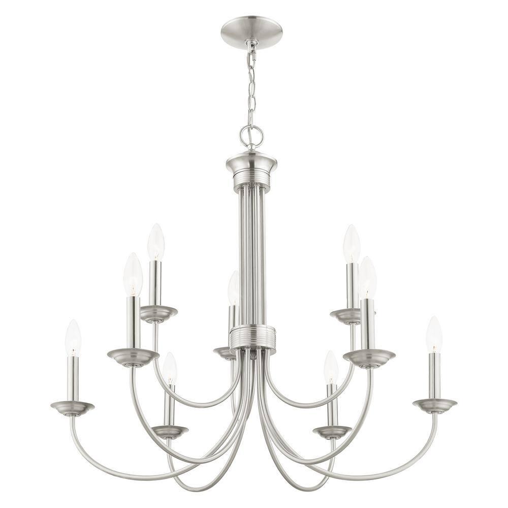 Livex Lighting Estate 9 - Light Chandelier in  Brushed Nickel