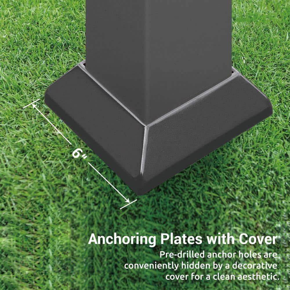 Paragon-Outdoor Florence 11 ft. x 11 ft. Aluminum Pergola in Gray Powder-Coated Finish with Adjustable Canopy