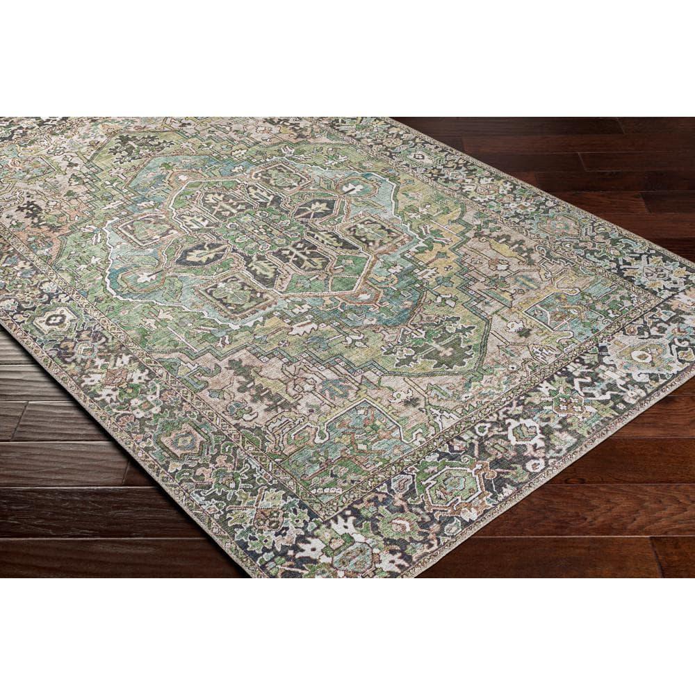Livabliss Iris Vintage Medallion Area Rug,5' x 7'6",Green