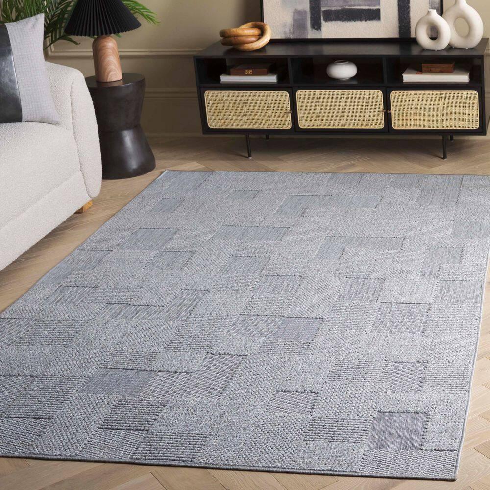 Milos MLO108 Power Loomed Indoor/Outdoor Area Rug - Grey - 4'x6'- Safavieh
