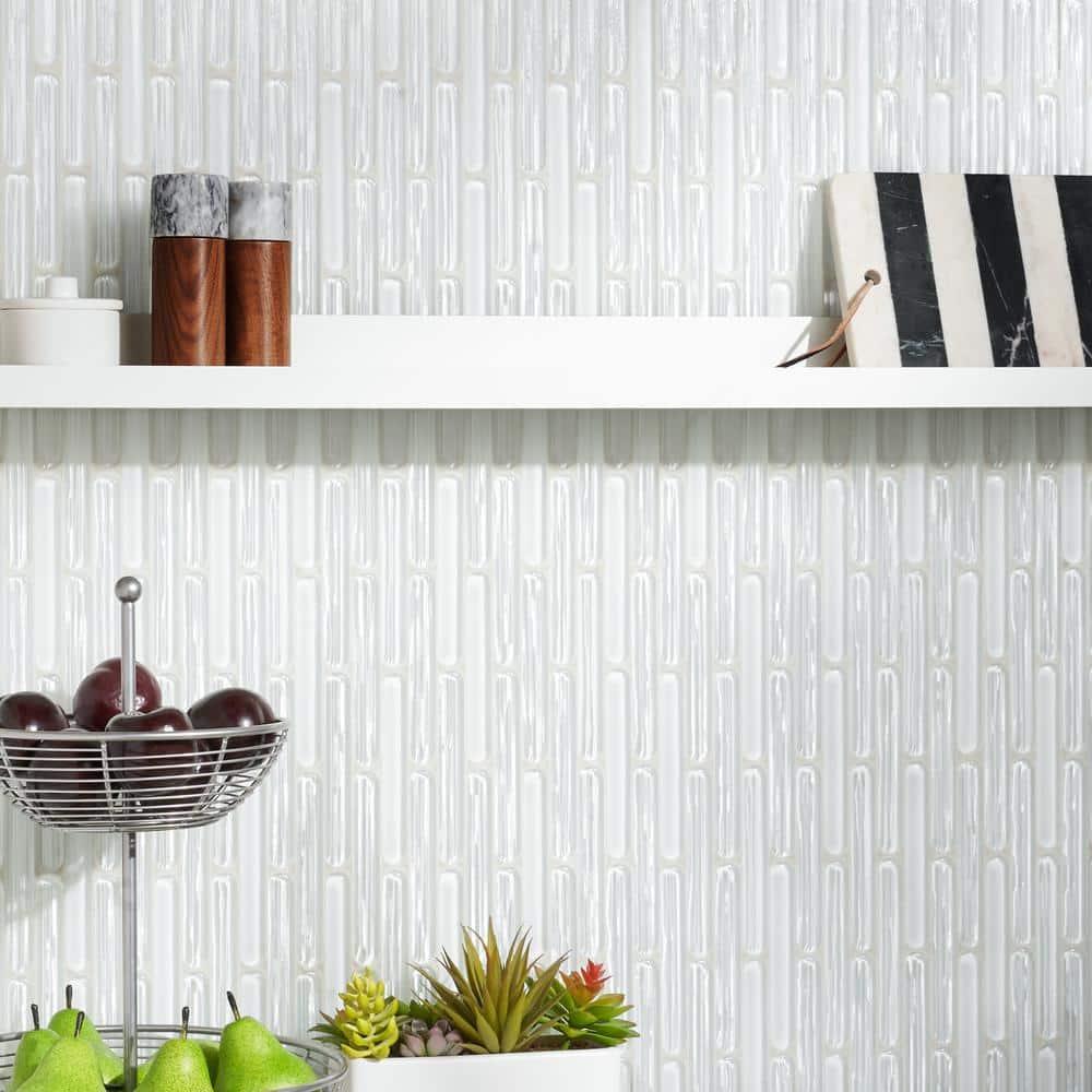Reed 11.81 in. x 12.04 in. Polished Glass Wall Mosaic Tile (0.98 Sq. Ft. / Each)