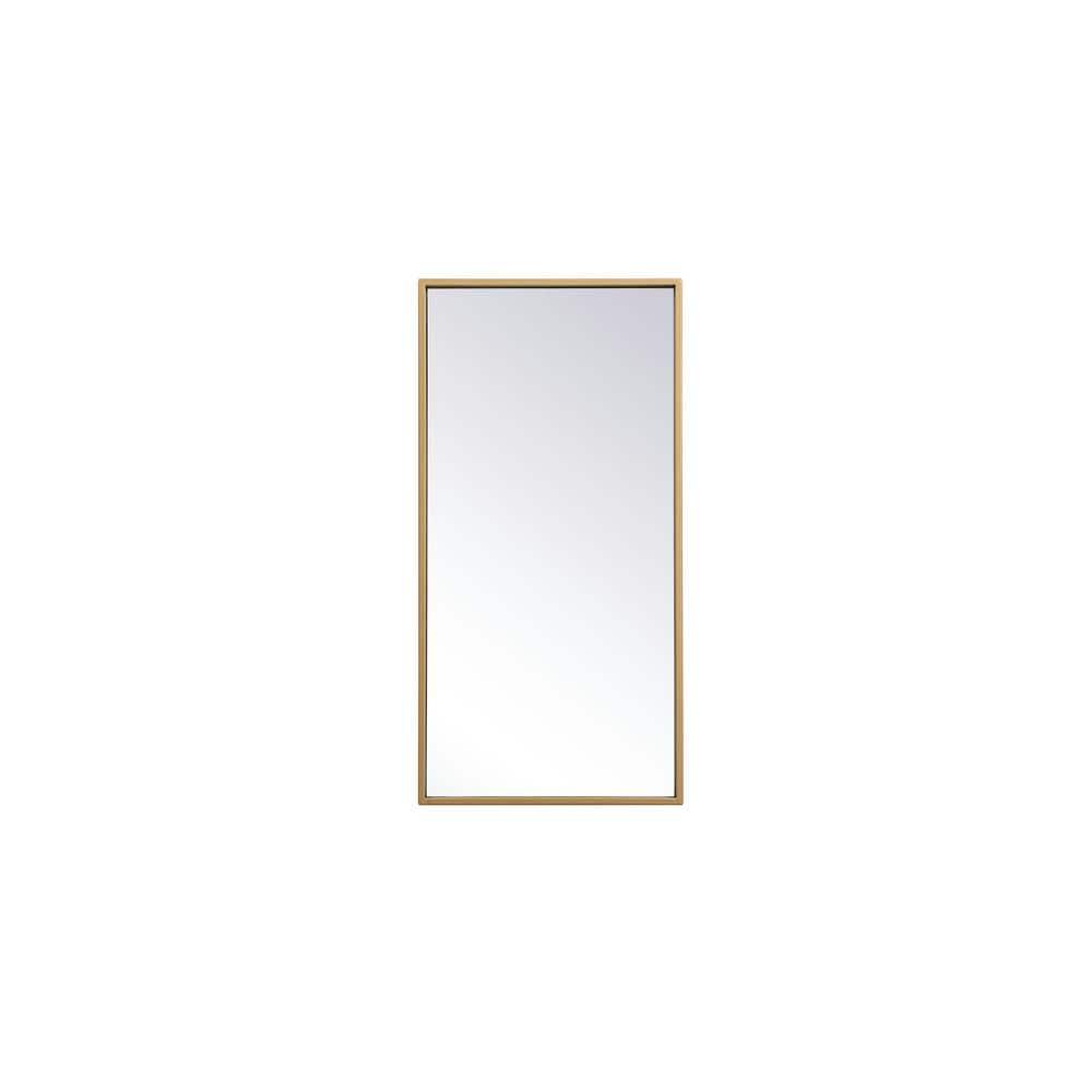 Elegant Lighting Metal frame rectangle mirror 14x28 inch in brass