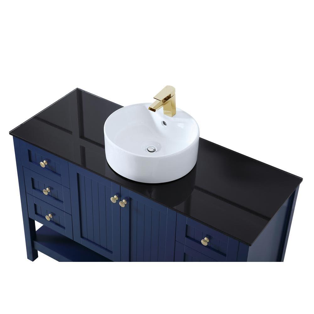 Elegant Decor Ralph 48" MDF Wood and Steel Vessel Sink Bathroom Vanity in Blue