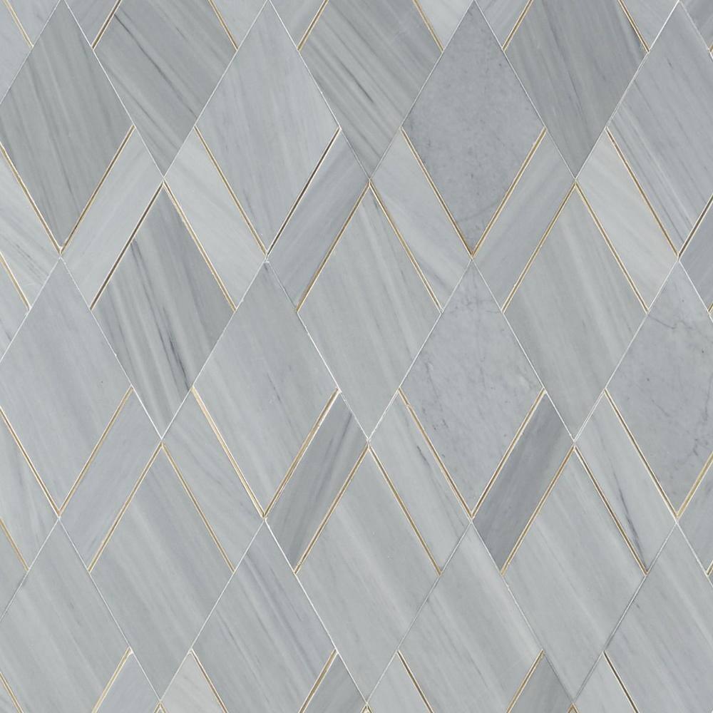 Mehko 11.81 in. x 14.96 in. Polished Marble and Brass Wall Tile