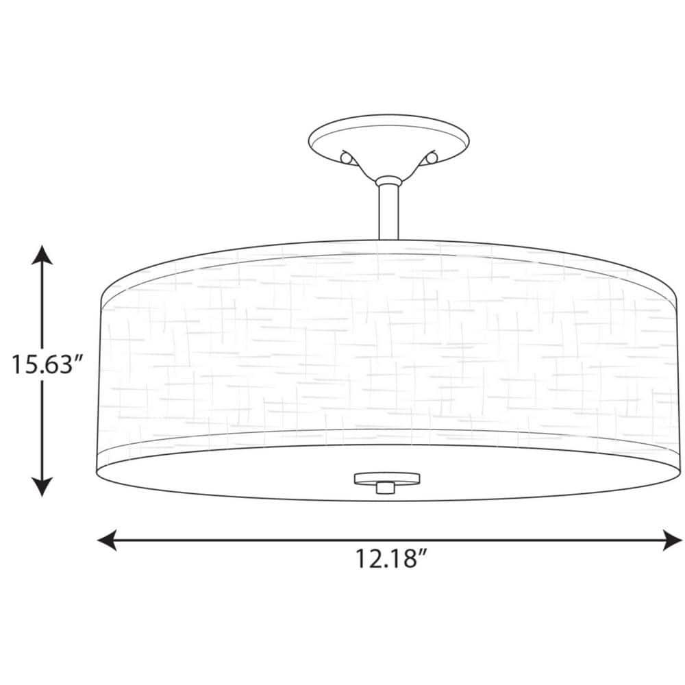Progress Lighting Inspire 3-Light Semi-Flush Mount, Brushed Nickel, Off-White Linen Shade