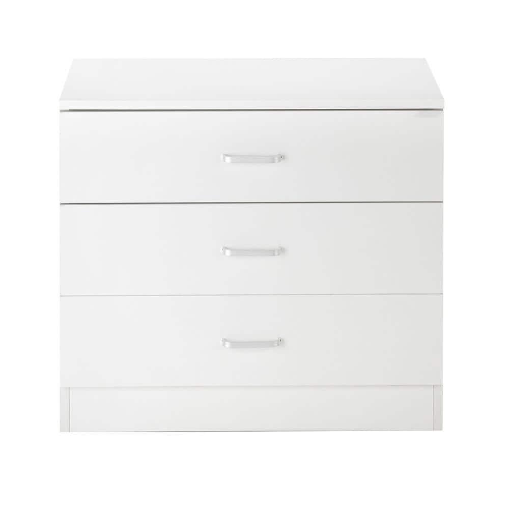 White Drawer Chest, Wood Dresser with 3 Drawer, Drawer Cabinet Storage Drawer Unit, Nightstand for Bedroom