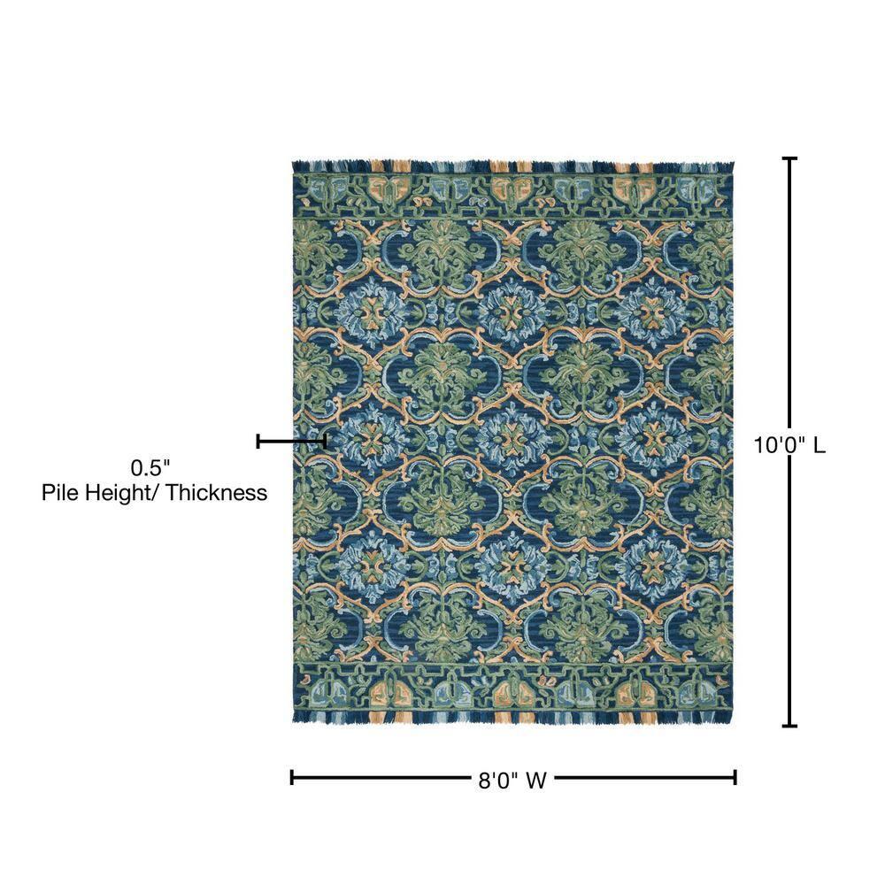 Blossom BLM422 Hand Tufted Area Rug - Navy/Green - 8'x10' - Safavieh.