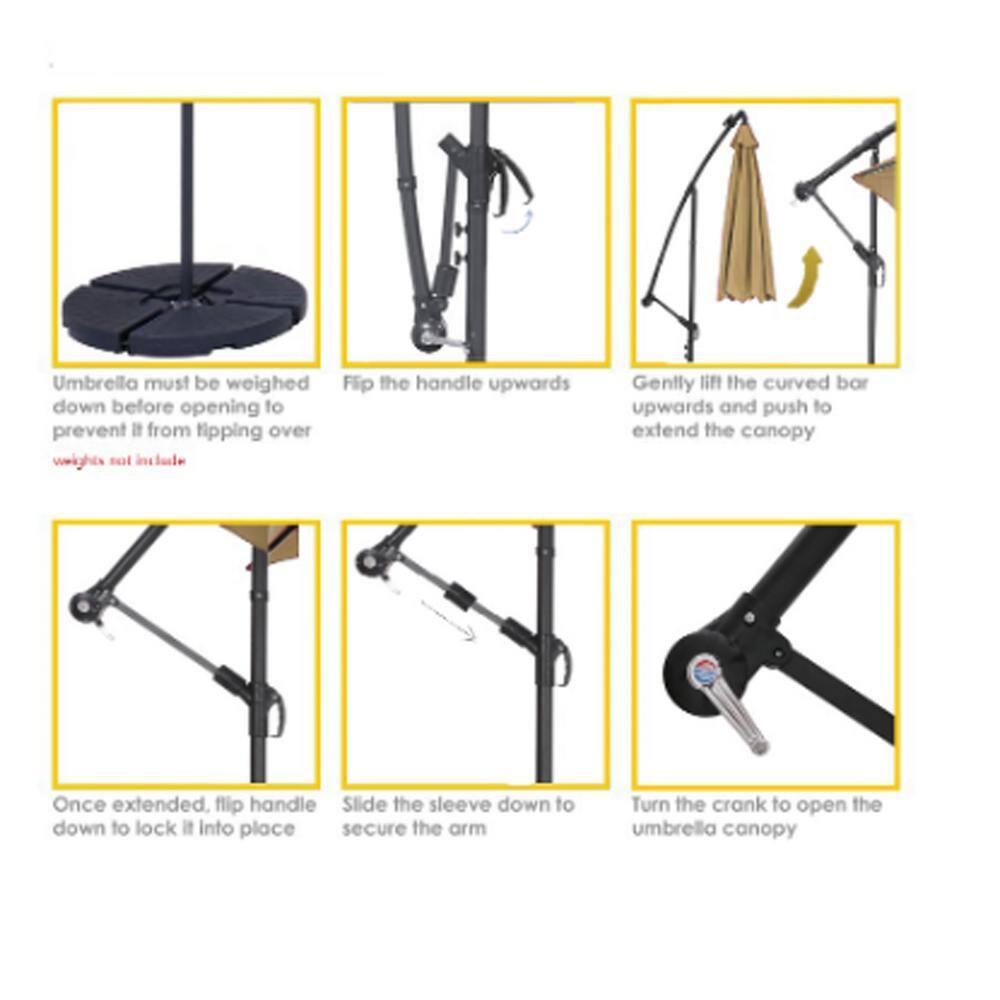 10 FT Solar LED Patio Umbrella with Hanging Cantilever Design, 32 Lights, Adjustable Tilt, Waterproof and UV Protection for Outdoor Garden, Deck, and Patio