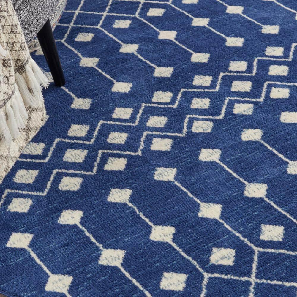 Nourison Grafix GRF37 Indoor Area Rug Navy 5'3" x ROUND