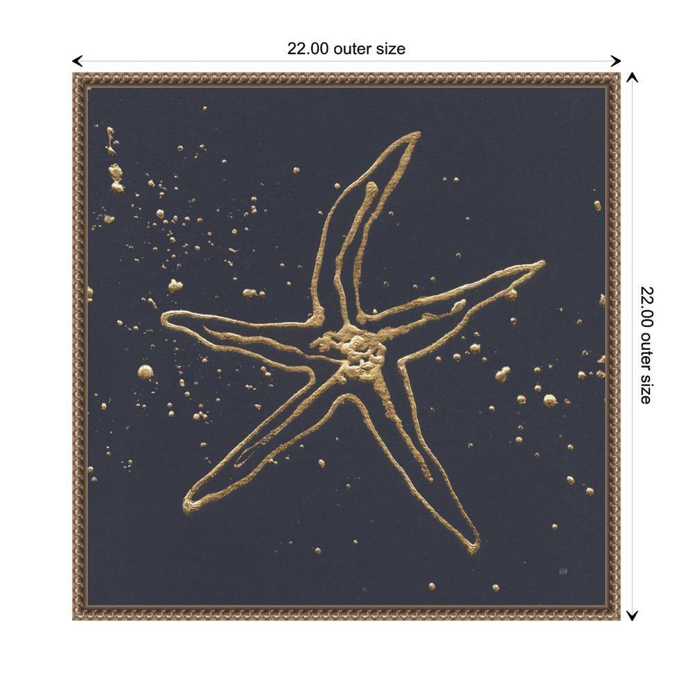 22"x22" Gold Starfish II by Chris Paschke Framed Canvas Wall Art Print Bronze - Amanti Art: Modern Nautical Lithograph, Polystyrene Frame