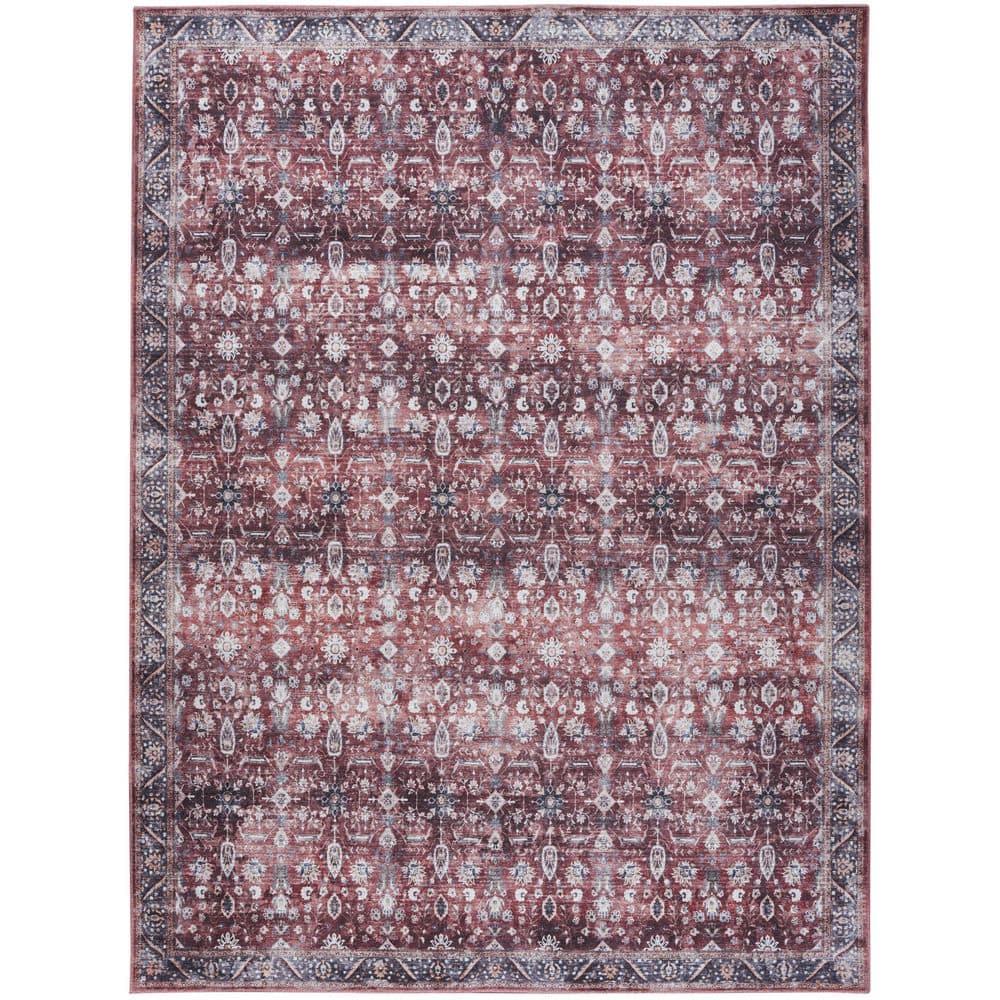 Nourison Washable Brilliance 5'3" x 7'3" Brick/Ivory Vintage Indoor Rug