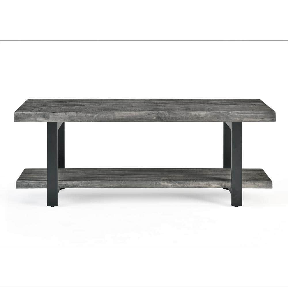 Pomona Metal and Reclaimed Wood Bench Slate Gray - Alaterre Furniture