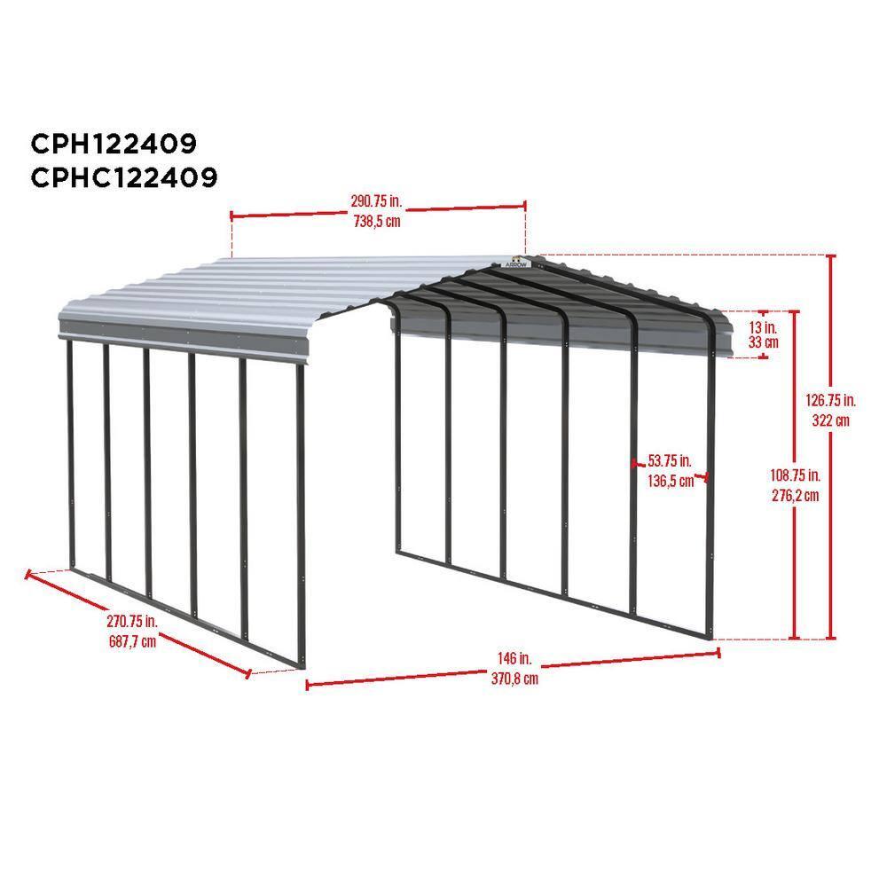 Arrow Arrow Carport, 12 ft. x 24 ft. x 9 ft.