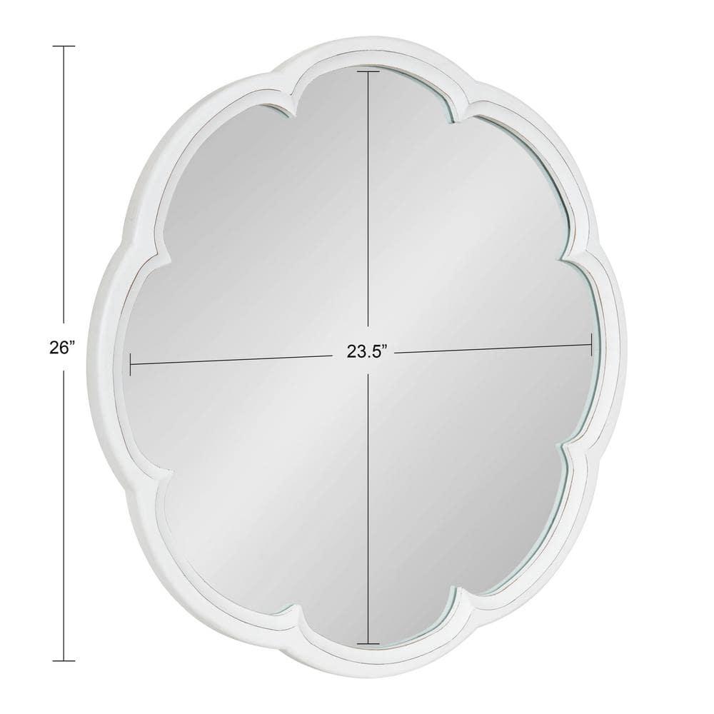 Kate and Laurel Maren Scalloped Wall Mirror, 26" Diameter, White