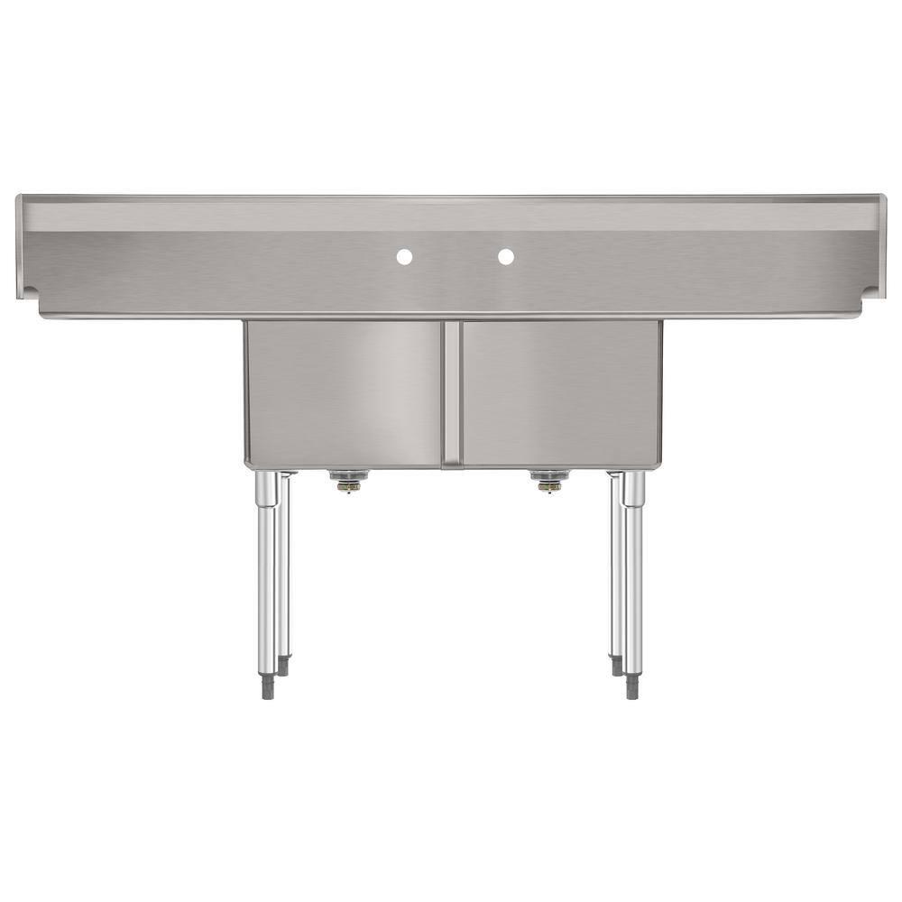 72 in. 16-Gauge Commercial Sink with Backsplash and Dual 18 in. Drainboards, Bowl Dimensions 18"x18"x14" in Stainless-Steel (KM-SB181814-18B316)