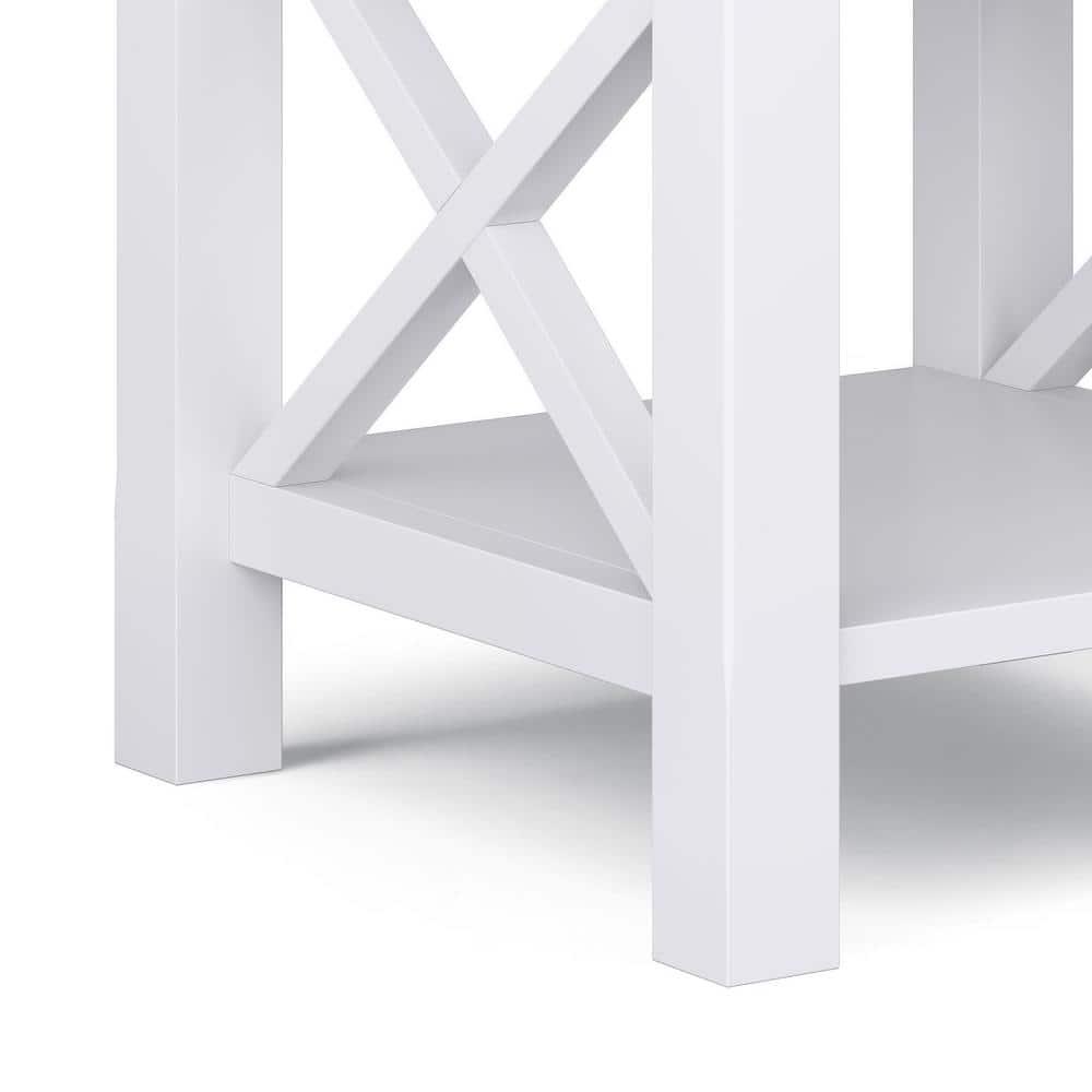 Simpli Home Kitchener 21" Square Contemporary Solid Wood End Table in White