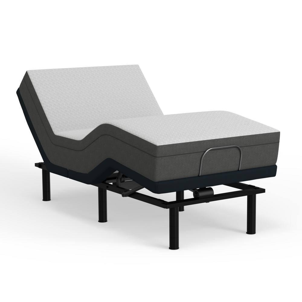 Blissful Nights e3 Twin XL Adjustable Bed Base Frame with 10" Medium Firm Gel Infused Memory Foam Mattress