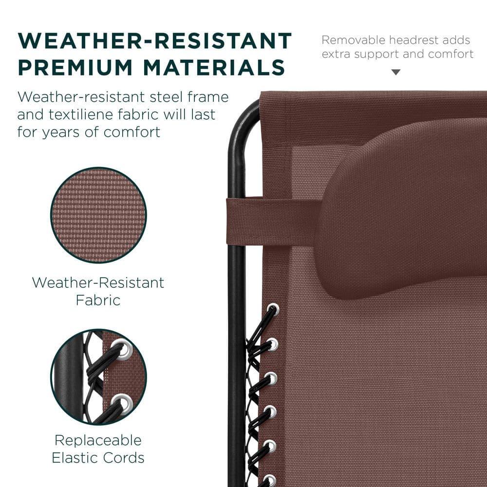 Best Choice Products Oversized Zero Gravity Chair, Folding Outdoor Patio Recliner w/ Cup Holder - Brown