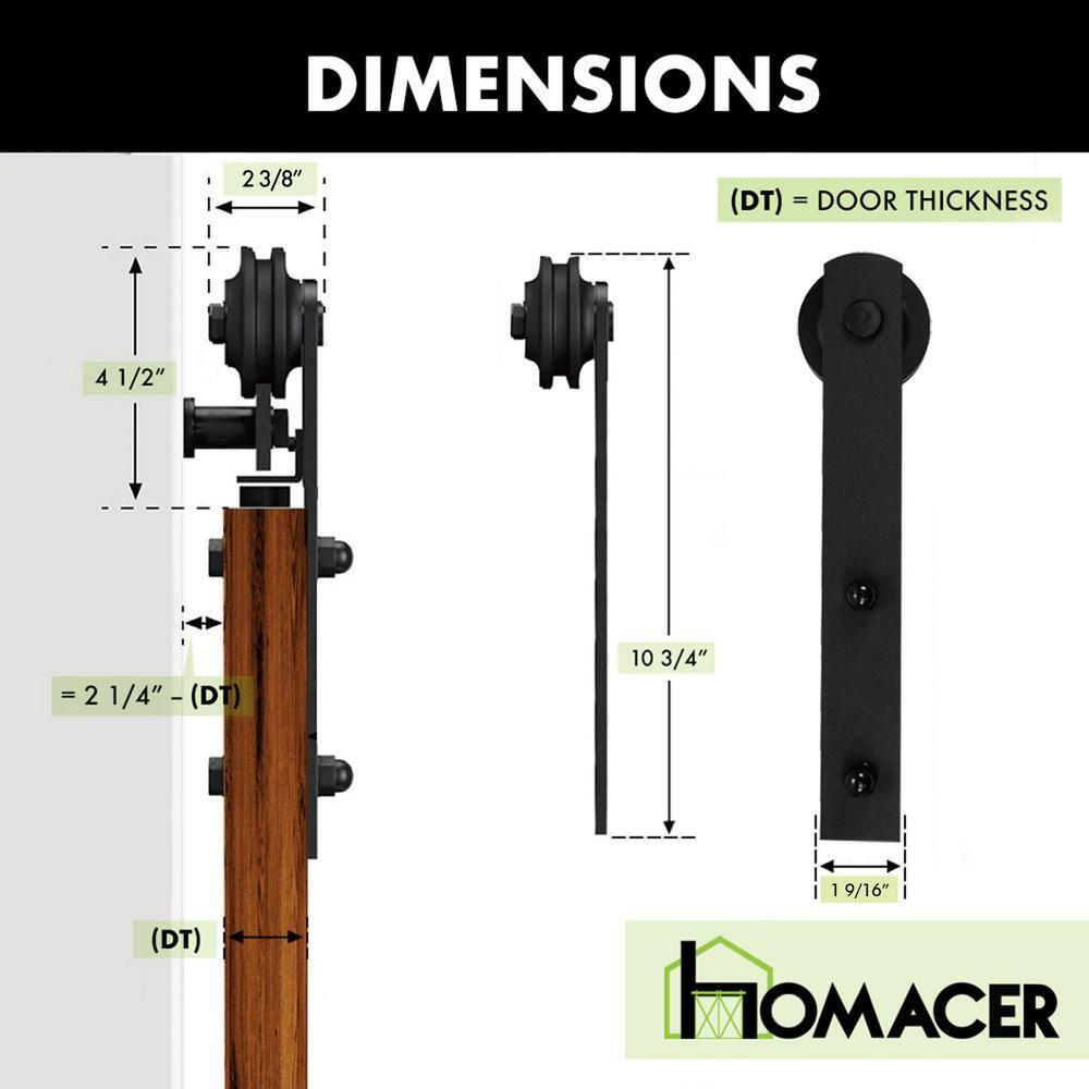 Homacer Black Rustic Sliding Barn Door Hardware Kit, for Two/Double Doors, 9ft Long Flat Track, Straight Design Roller, Heavy Duty, for Interior & Exterior Use