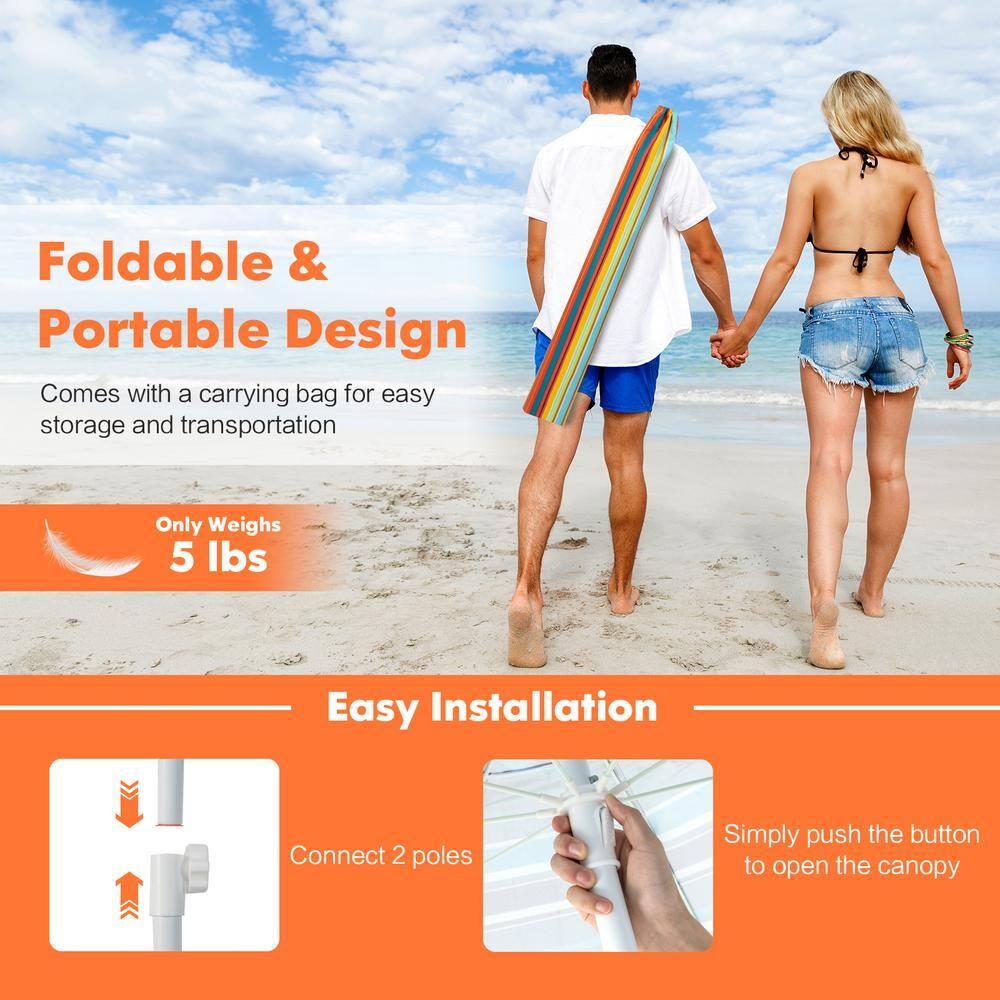 Topcobe 6.5 Feet Patio Beach Umbrella with Waterproof Polyester Fabric, Sunbrella Umbrella Outdoor Patio, Orange