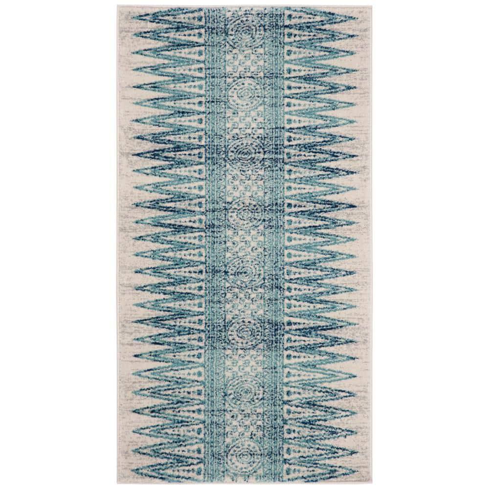 Evoke EVK226 Power Loomed Indoor Accent Rug - Ivory/Turquoise - 2'2"x4' - Safavieh
