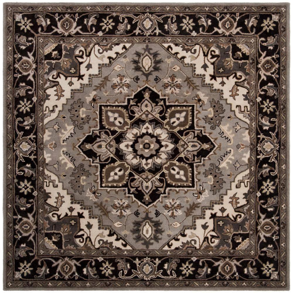 Royalty ROY700 Hand Tufted Indoor Area Rug - 7'x7' - Silver/Charcoal - Safavieh