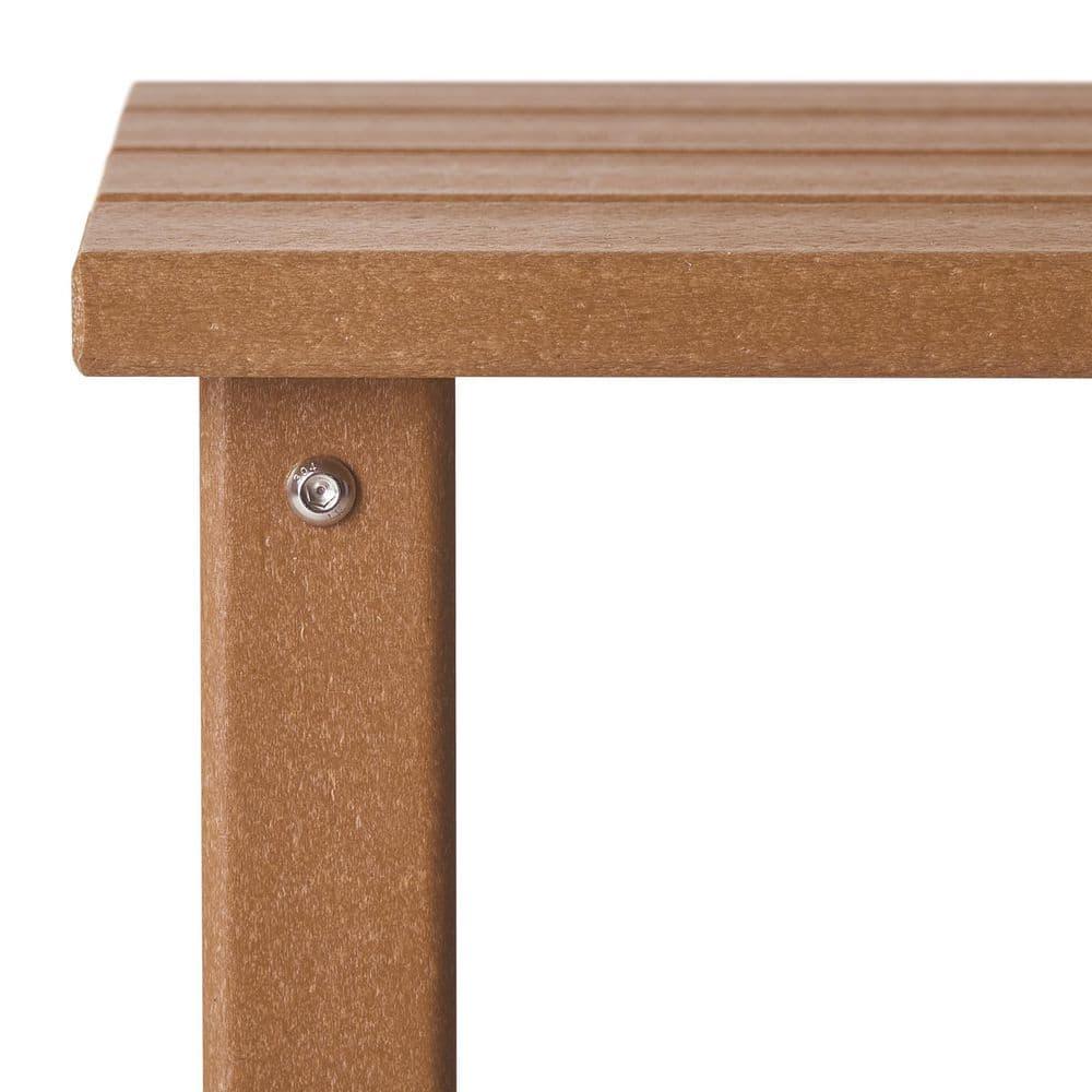 Polytrends  Laguna Hdpe All Weather Outdoor Patio Square Side Table Teak