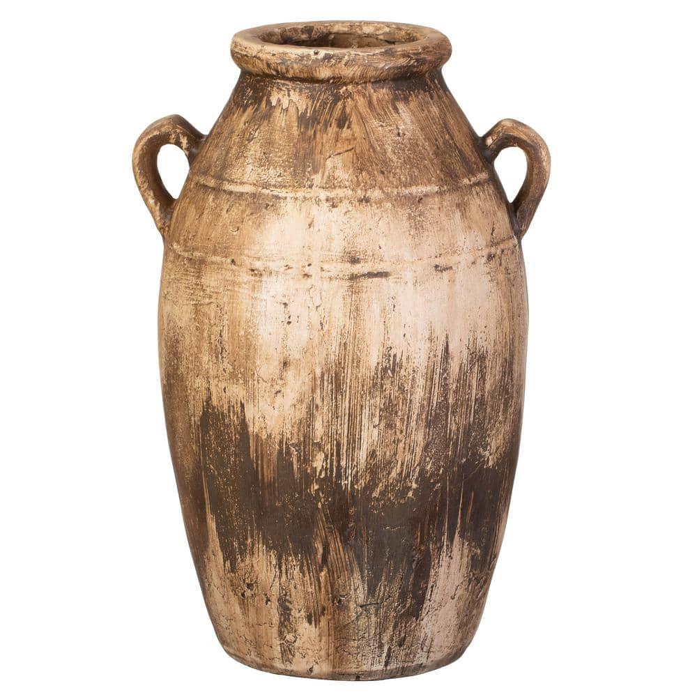 Uniquewise 23-Inch Brown Antique-Inspired Fiberglass Tall Floor Vase - Farmhouse Boho Decor for Living Rooms, Entryway Tables, and Wedding Tables