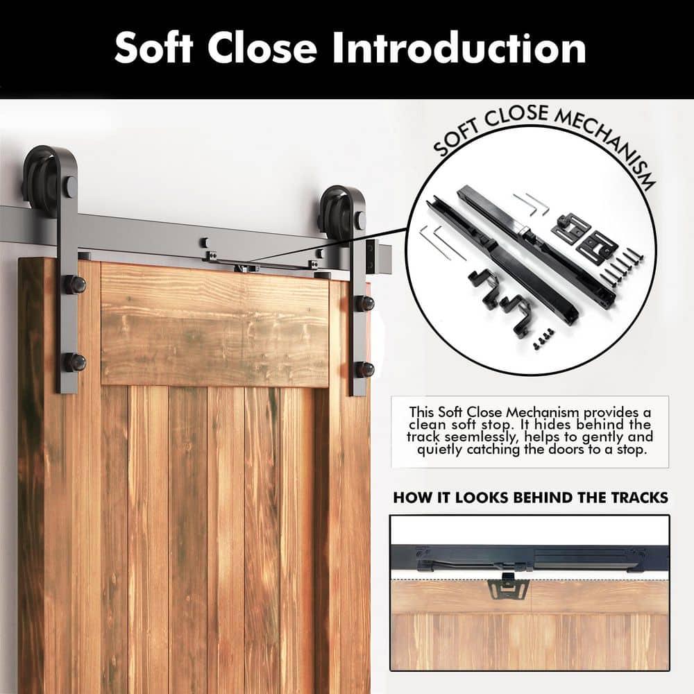Homacer H Design Color Solid Pine Wood Unassembled Door with Black Rustic Installation Hardware Kit