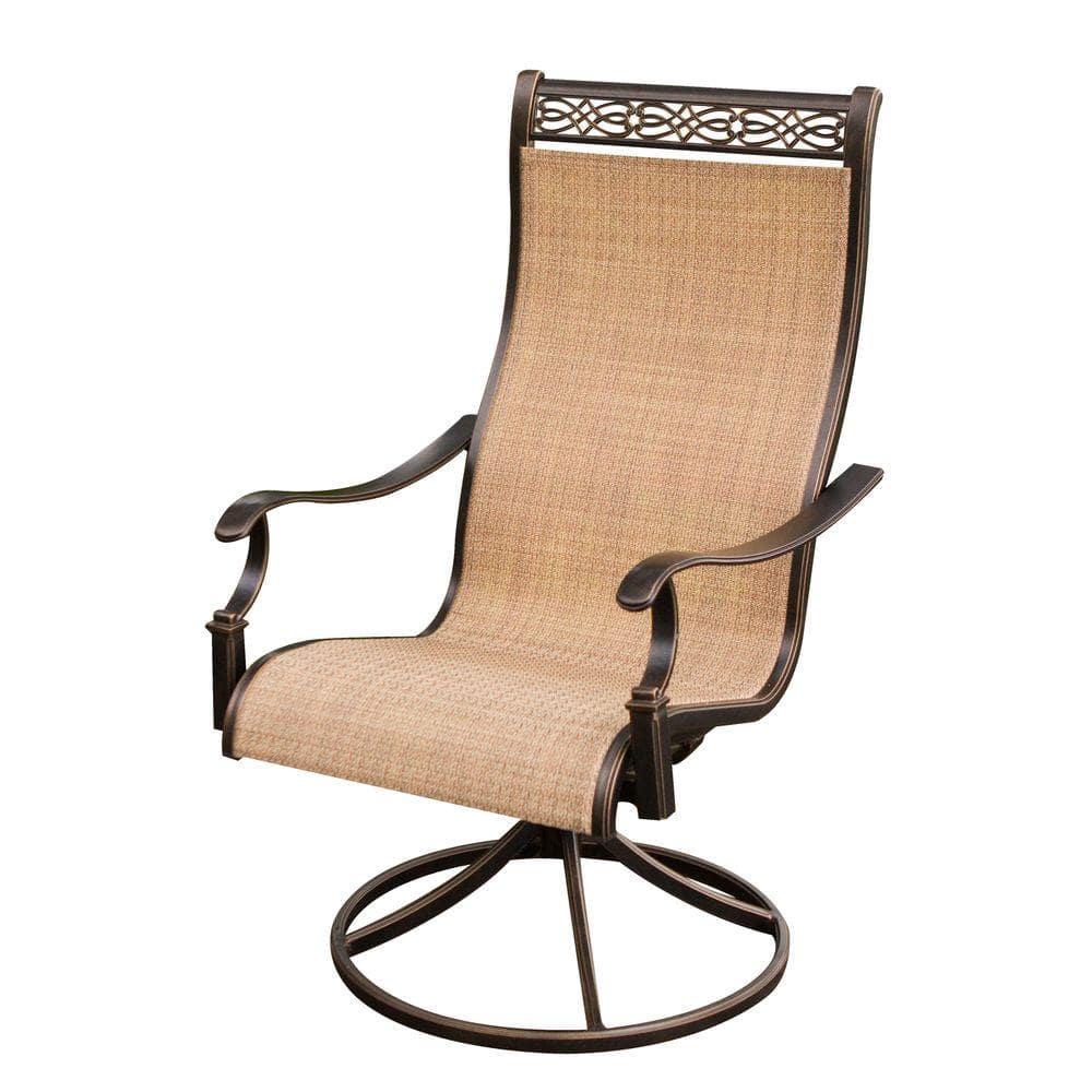 Hanover Monaco 7-Piece Outdoor Patio Dining Set with 4 PVC Sling Dining Chairs, 2 Swivel Rockers, and 40" x 68" Porcelain Tile Rectangular Dining Table | MONACO7PCSW