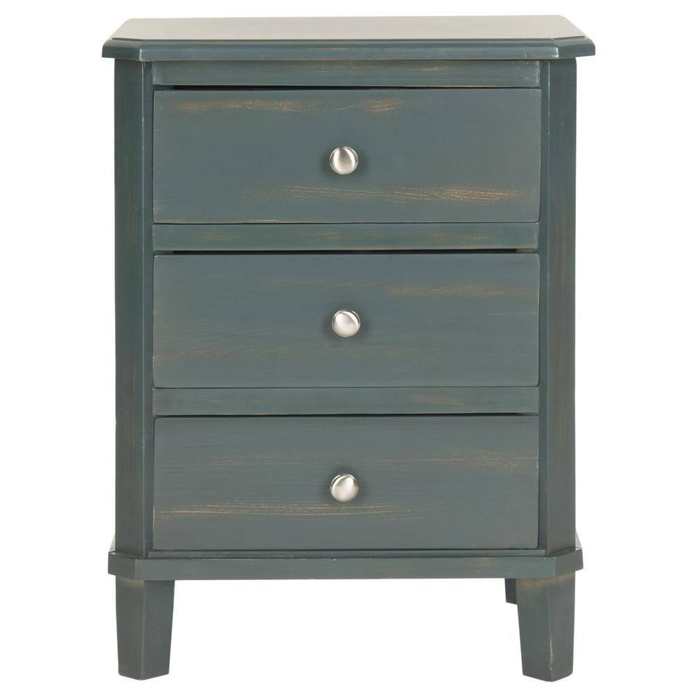 Joe End Table With Storage Drawers- Dark Teal - Safavieh.