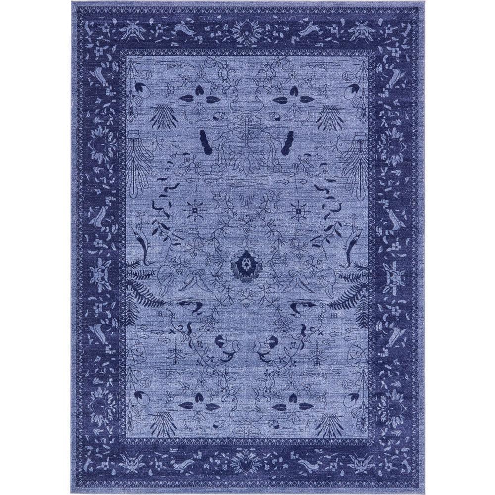 Unique Loom La Jolla Collection Area Rug - Floral (8' x 11' Rectangle Blue/Navy Blue)
