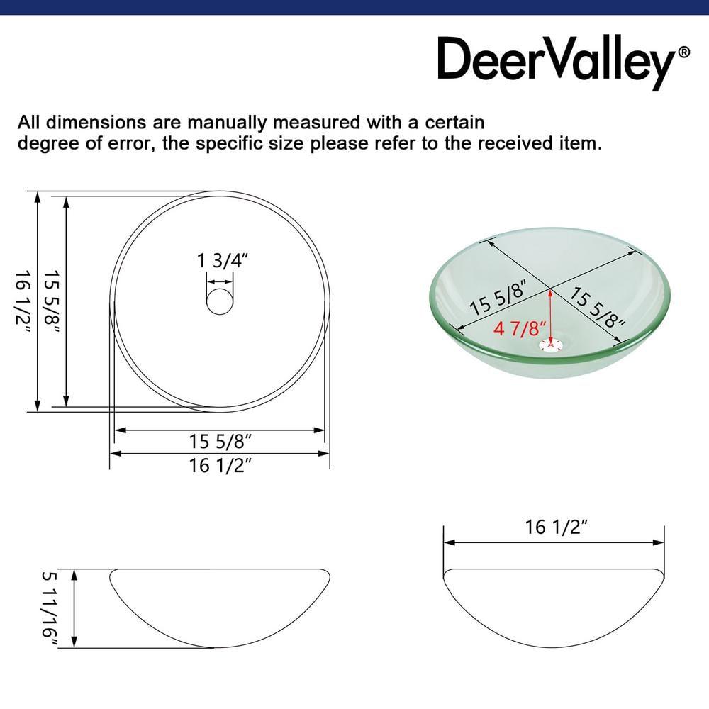 DeerValley Symmetry 16.5'' Circular Glass Vessel Bathroom Sink