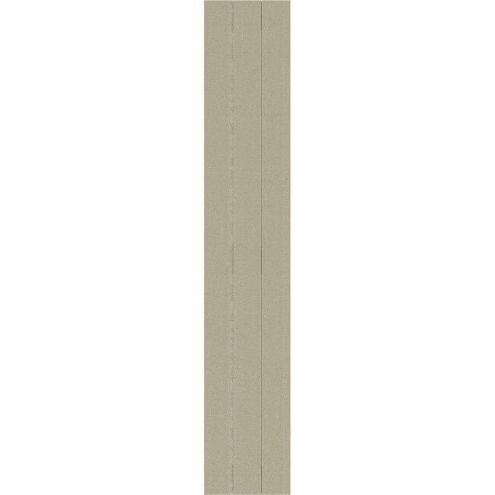 Ekena Millwork Timberthane Faux Rustic Joined Board-n-Batten Faux Wood Shutters w/End Batten