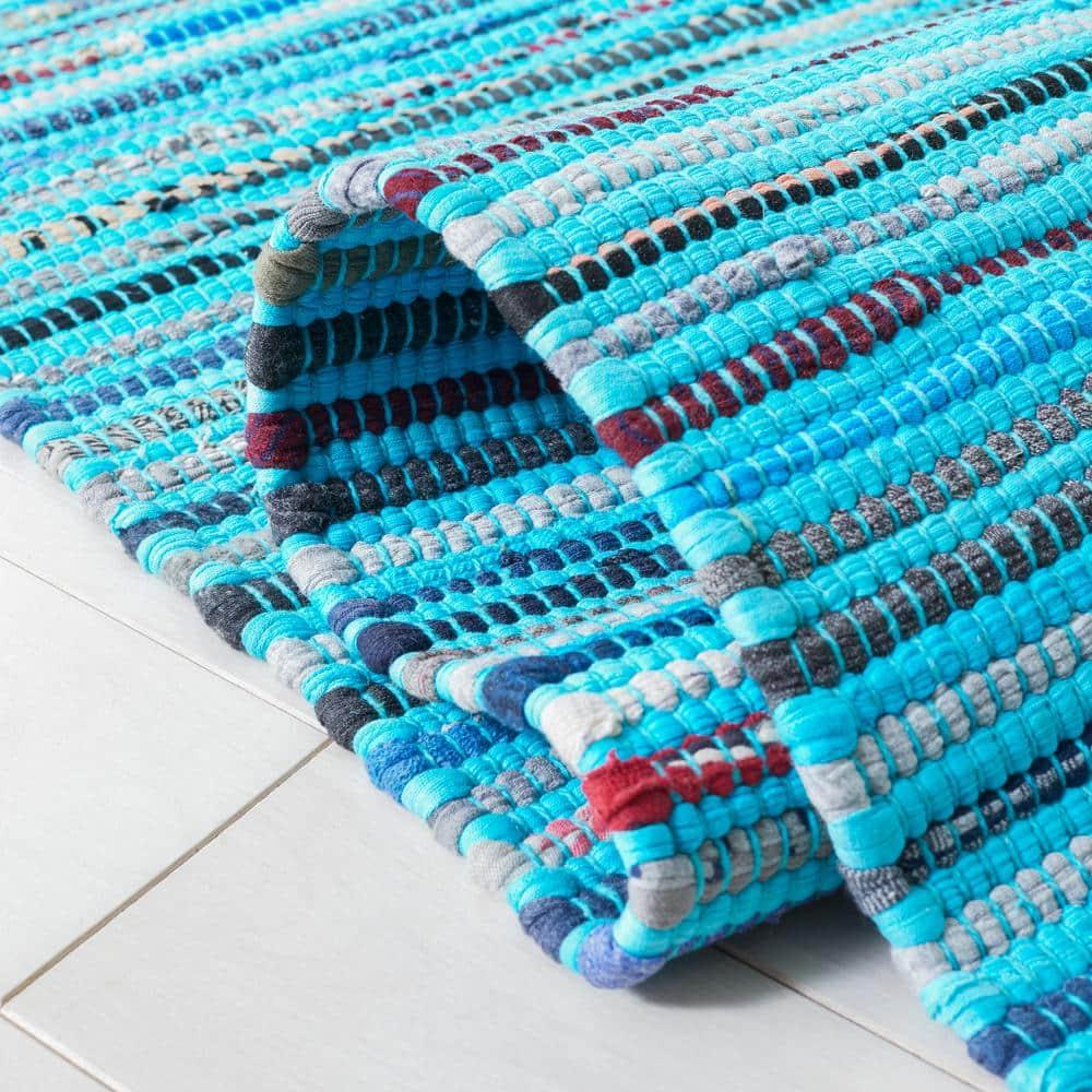 Rag Rug RAR125 Hand Woven Indoor Accent Rug - Turquoise/Multi - 2'x3' - Safavieh.