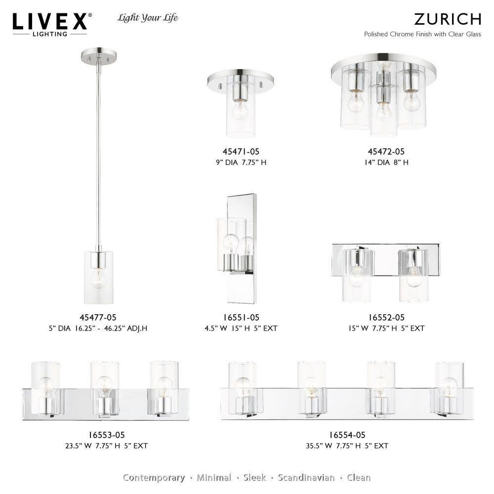Livex Lighting Zurich 1 - Light Flush Mount in  Polished Chrome